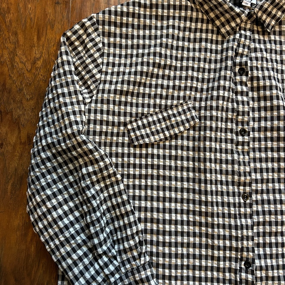 Lola May Black and White Shirt Dress Plaid Print Women’s Size 20 - Picture 5 of 10